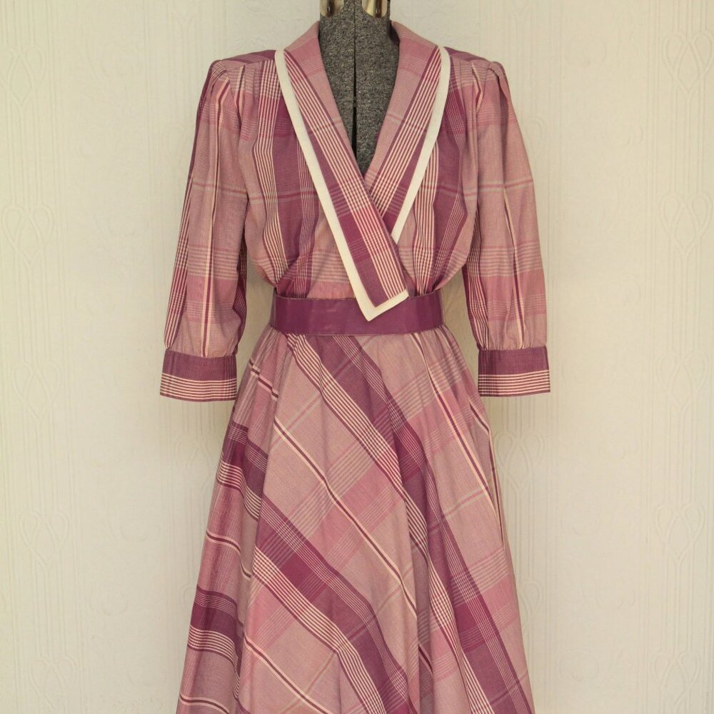 70's or 80's Pierre Cardin tartan cotton dress